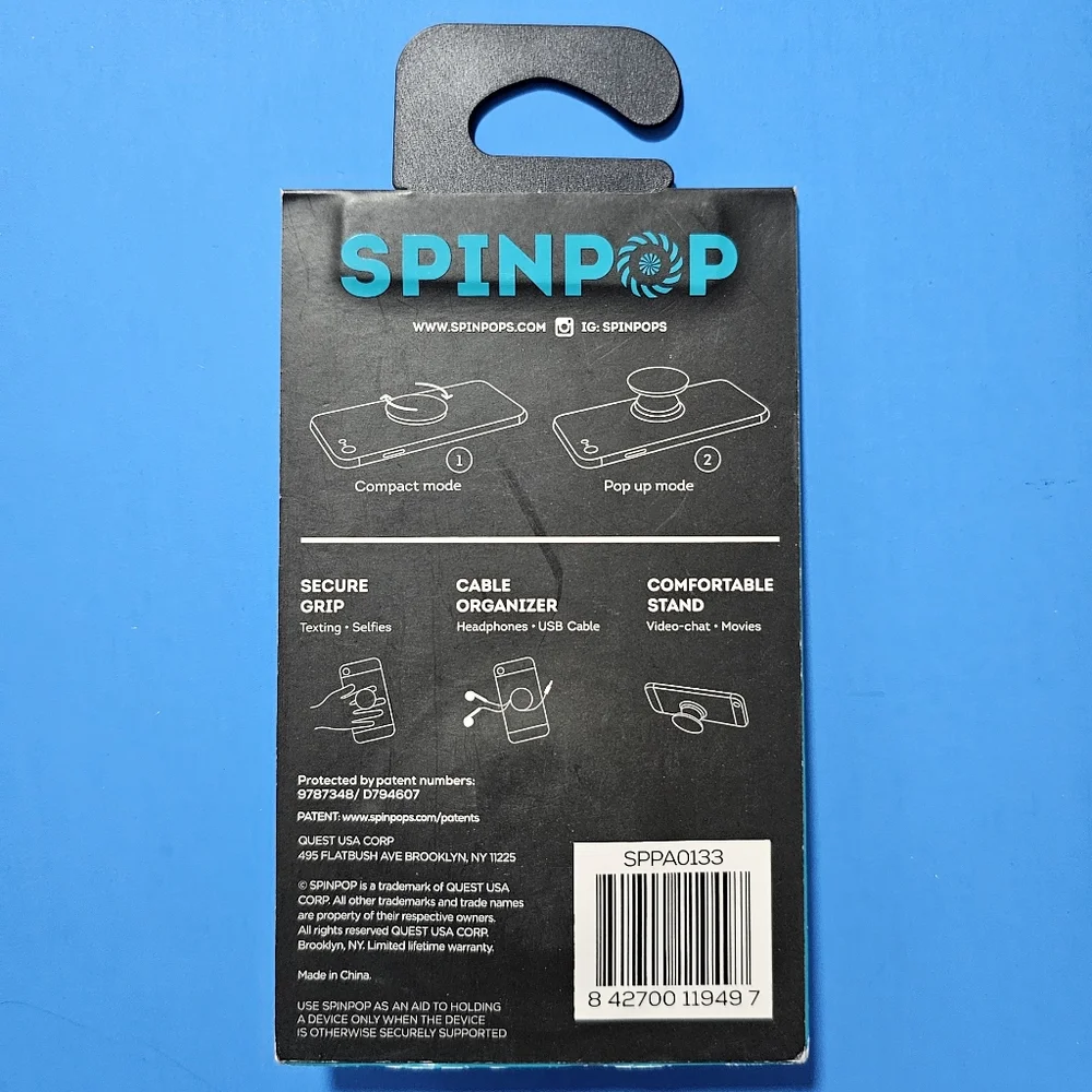 SpinPop: Pop-Up Phone Holder & Stand - PEACOCK